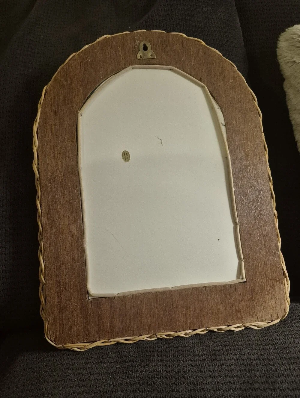 Vintage Woven Rattan Wall Mirror - Natural Tan